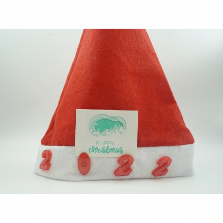 Caciulita de Mos Craciun,Flippy, cu inscriptie 2022 ,led si muzica, rosie, marime universala, poliester [1]