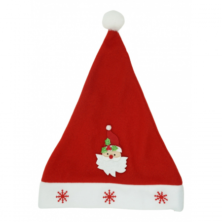 Costume Craciun - Caciulita de Mos Craciun, Flippy,cu model de Mos Craciun si ornament fulg de nea, rosie, marime universala, material textil