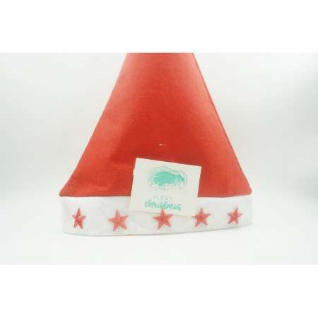 Caciulita de Mos Craciun,Flippy, cu stele ,led si muzica, rosie, marime universala, poliester [1]