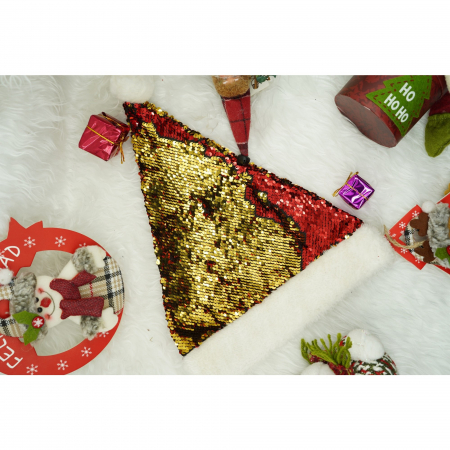 Caciulita de Mos Craciun, Flippy,cu strasuri, in 2 culori, rosie - aurie, marime universala, material textil [2]