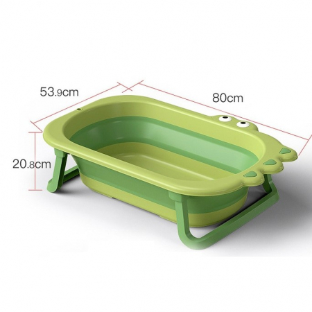Cada Pliabila pentru Baie, Flippy, din PP+TPR, pentru Copii 0-6 Ani, Model Crocodil, Dop de Scurgere, 80x54x21 cm, Verde [2]