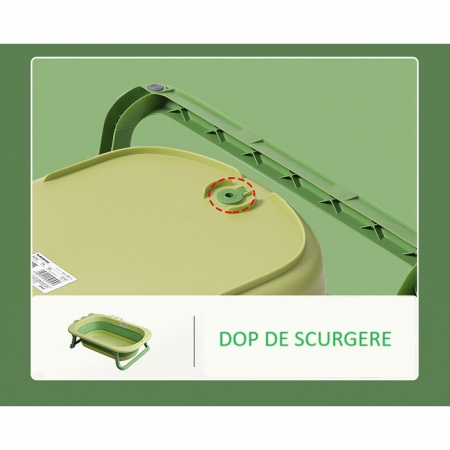 Cada Pliabila pentru Baie, Flippy, din PP+TPR, pentru Copii 0-6 Ani, Model Crocodil, Dop de Scurgere, 80x54x21 cm, Verde [3]