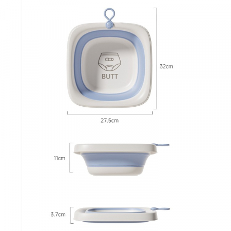 Cada Pliabila pentru Baie pentru Copii, Flippy, Cadita pentru Bebelusi, Model Patrat pentru Fundulet, Albastru, 32x27.5x3.7 cm, 4 L [6]