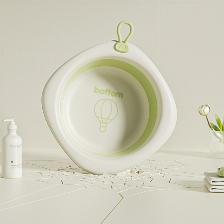 Cada Pliabila pentru Baie pentru Copii, Flippy, Cadita pentru Bebelusi, Model Romb cu Balon, Verde, 31.5x31.5x3.5 cm, 3L [11]