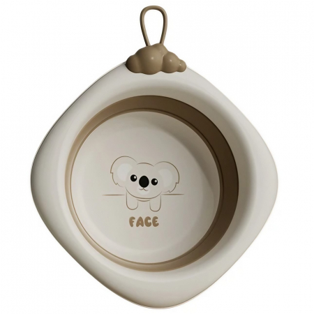 Jucarii, Copii & Bebe - Cada Pliabila pentru Baie pentru Copii, Flippy, Cadita pentru Bebelusi, Model Romb pentru Fata Koala, Maro, 30x30x3.5 cm, 4L