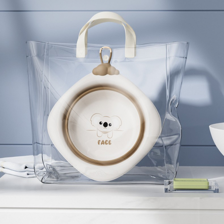 Cada Pliabila pentru Baie pentru Copii, Flippy, Cadita pentru Bebelusi, Model Romb pentru Fata Koala, Maro, 30x30x3.5 cm, 4L [8]