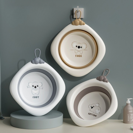 Cada Pliabila pentru Baie pentru Copii, Flippy, Cadita pentru Bebelusi, Model Romb pentru Picioare Koala, Gri, 30x30x3.5 cm, 4L [3]