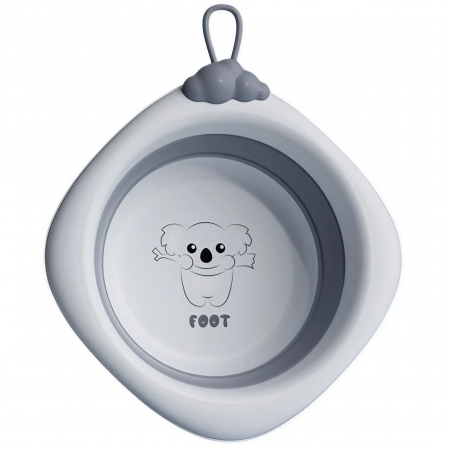 Jucarii, Copii & Bebe - Cada Pliabila pentru Baie pentru Copii, Flippy, Cadita pentru Bebelusi, Model Romb pentru Picioare Koala, Gri, 30x30x3.5 cm, 4L
