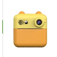Jucarii, Copii & Bebe - Camera Instantanee pentru Copii, Flippy, cu Functie de Printare, Cablu USB-C, Bluetooth, compatibil iOS/Android, Imprimare APP, Model Urechi, Snur Subtire Inclus, Portocaliu