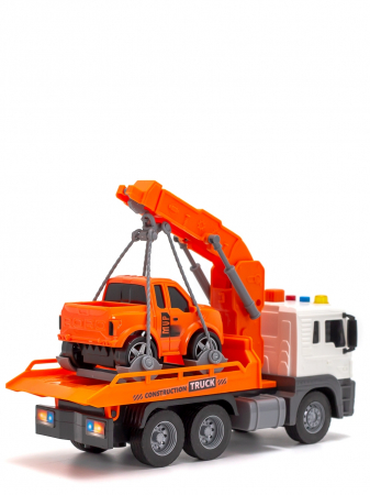 Camion tractare cu masinuta inclusa, lumini si sunete, City Truck, Orange, 26 x 14 x 10 cm [2]