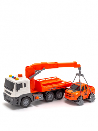 Camion tractare cu masinuta inclusa, lumini si sunete, City Truck, Orange, 26 x 14 x 10 cm [4]