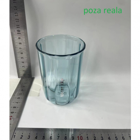 Cana de Apa pentru Clatit, Flippy, pentru Periuta de Dinti, 200 ml, 10.4 x 7.3 cm, Albastru Transparent [1]