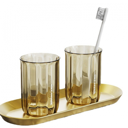 Cana de Apa pentru Clatit, Flippy, pentru Periuta de Dinti, 200 ml, 10.4 x 7.3 cm, Maro Transparent [3]