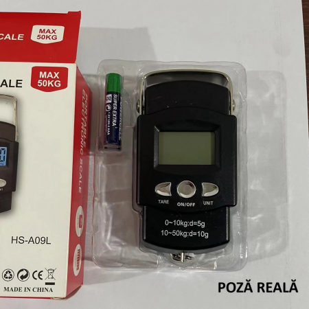 Cantar Digital de Mana cu Carlig, Flippy, Cantar Portabil, Pescuit, cu Maner, Capacitate 50 kg, cu Metru Incorporat, 20.5 x 6 x 2.5 cm, Negru [9]