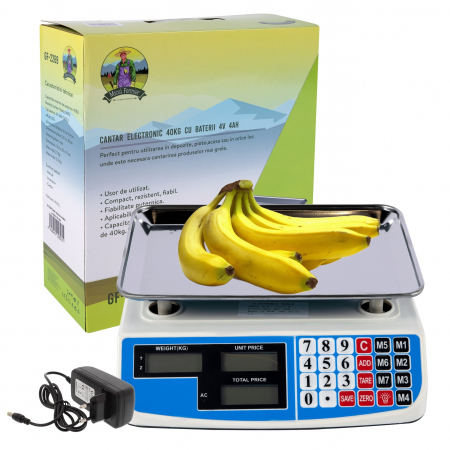 Cantare comerciale - Cantar electronic 40 kg cu baterii 4V 4Ah