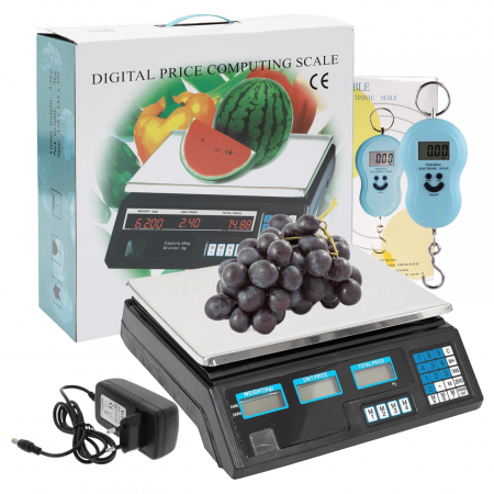Cantare comerciale - Cantar electronic comercial 40 kg, afisaj LCD, afisaj dublu + Cantar electronic 50 kg de mana