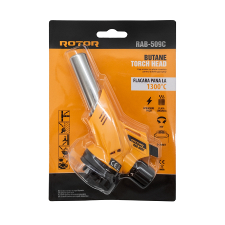 Cap arzator pentru butelie gaz spray, placa ceramica, aprindere piezo, conectare bayonet ROTOR RAB-509C [2]