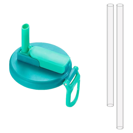 Sub 99 Lei - Capac Anti Varsare pentru Doze, Flippy, Model cu Pai Transparent, Reutilizabil, din Plastic, cu Maner Transportabil, 5.4 cm, Albastru