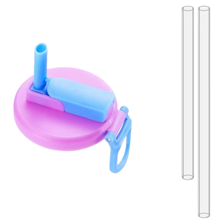 Articole petrecere - Capac Anti Varsare pentru Doze, Flippy, Model cu Pai Transparent, Reutilizabil, din Plastic, cu Maner Transportabil, 5.4 cm, Rozov