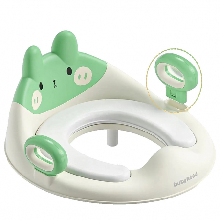 Cadite bebe si accesorii baie - Lichidare Capac WC cu Reductie, Flippy, pentru Copii, cu Manere, Model Ursulet, Plastic Durabil, Verde