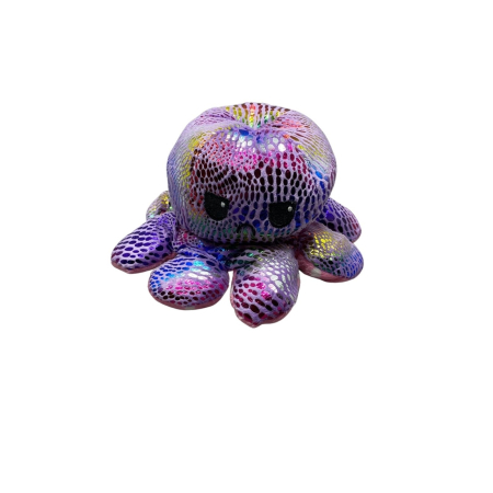 Jucarii, Copii & Bebe - Caracatita reversibila din plus cu fata fericita si fata trista, Flippy, cu bulinute, imprimeu stralucitor colorat, model 7, multicolor