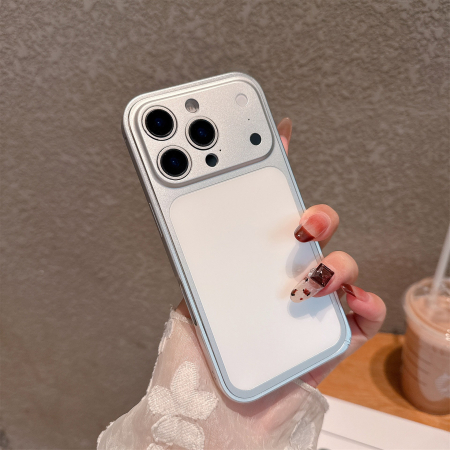 GSM - Carcasa pentru iPhone 15 Pro Max, Flippy, 17inch, Capac spate Unibody, Mat, Argintiu