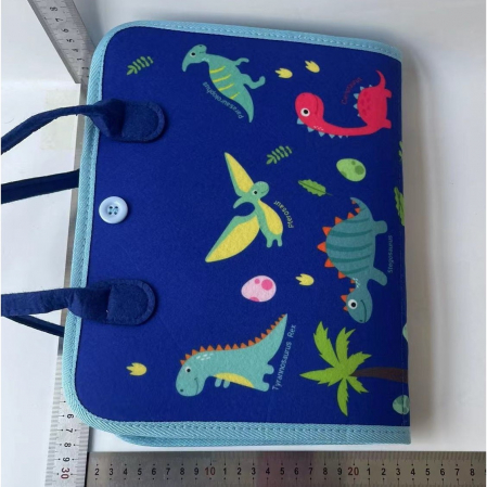 Carte Senzoriala Educativa Montessori, Flippy, Dezvoltare Abilitati Motorii, 5 Pagini, Model Dinozauri, 28x22x7 cm, Albastru [5]