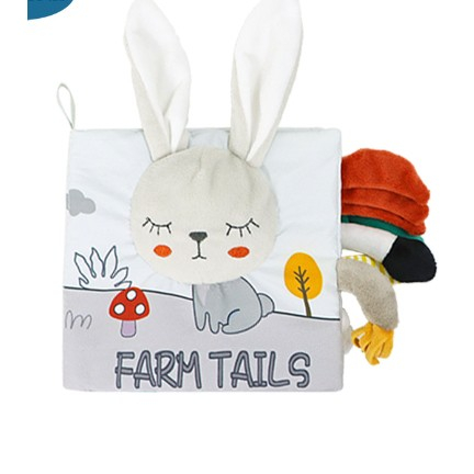Jucarii, Copii & Bebe - Carte Senzoriala, Flippy, pentru Bebelusi, 15x16x6 cm, cu Animalute, 3D, Cu Sunete si Fosnete, 0-3 Ani, Model Iepuras, Gri