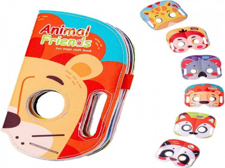 Jucarii, Copii & Bebe - Carticica Educativa bebe tip Masca, 6 animale salbatice, 6 pagini,  20 x 12 cm