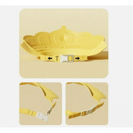 Casca de Dus, Flippy, Previne Scurgerea Apei si Samponului pe Fata, 0-12 Ani, Ajustabila, din TPE+PP, 20 x 23 cm, Model Coroana, Galben [1]