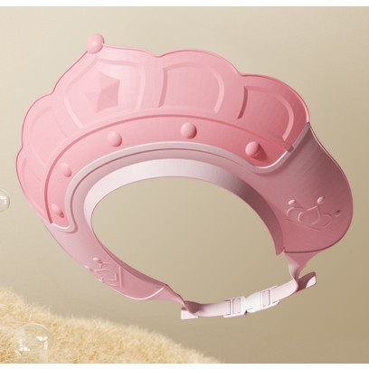 BF-Casca de Dus, Flippy, Previne Scurgerea Apei si Samponului pe Fata, 0-12 Ani, Ajustabila, din TPE+PP, 20 x 23 cm, Model Coroana, Roz [3]