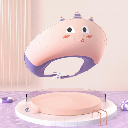 Casca de Dus, Flippy, Previne Scurgerea Apei si Samponului pe Fata, 0-12 Ani, Ajustabila, din TPE+PP, 20 x 23 cm, Model Unicorn, Roz/Mov [3]