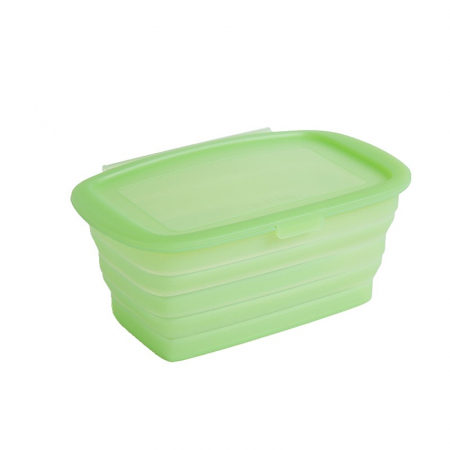 Pentru Casa si Camping - Caserola din Silicon, Flippy, Pliabila, 1L, 18.8 x 8 x 11.5 cm, Rezistenta Temperaturi Extreme, Verde