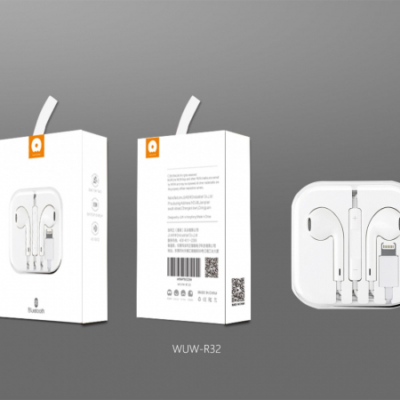 Casti Audio cu Microfon si cu Port Lightning WUW-R32 compatibile iPhone, Alb [2]