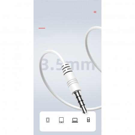 Casti Audio Stereo In-Ear, cu Microfon si cu Port Jack 3,5 mm, 1m,telecomanda pentru apeluri/volum, Flippy Rock ES05 Blister, Alb [9]