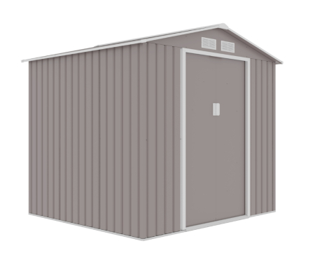 Casute gradina si cutii depozitare - Casuta / magazie de gradina premium metalica, KLUGMEISTER Archer-B Gri cald, dimensiuni 213x195x195 cm cu baza metalica