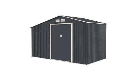 Casuta / magazie de gradina premium metalica, MESTERINO Luke B Gri/Bej, dimensiuni 342x191x202 cm, cu baza metalica [2]