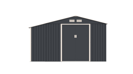 Casuta / magazie de gradina premium metalica, MESTERINO Luke B Gri/Bej, dimensiuni 342x191x202 cm, cu baza metalica [1]