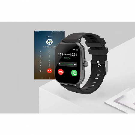 Ceas Smartwatch, Flippy, Editia H15, Apeluri Bluetooth, Afisaj 1.81 inch, Rezolutie 240 x 284, Puls, Siri, Baterie 180 mAh, Negru [4]