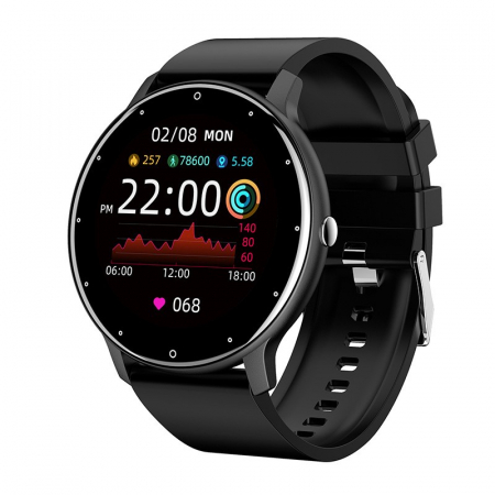 GSM - Ceas smartwatch si bratara fitness Flippy ZL02D, oxigen, ritm cardiac, pedometru, notificari, IP67, Compatibil cu Android/iOS, vibratii, multi sport, Negru