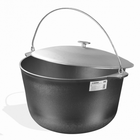 Pentru Casa si Camping - Ceaun tuci aluminiu alimentar cu capac, capacitate 24 litri ELEFANT