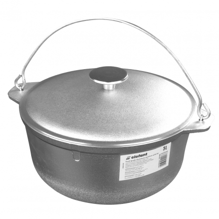 Pentru Casa si Camping - Ceaun tuci aluminiu alimentar cu capac, capacitate 5 litri ELEFANT