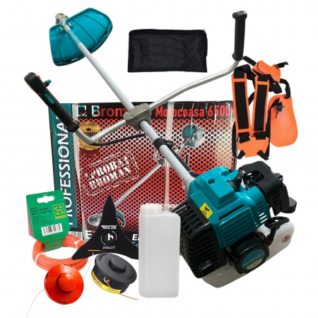 Motocoase, Trimmere si Masini de tuns gazon - Lichidare *Cel mai bun pret* Motocoasa pe benzina Broman Profesional 6000+, 8 Cp, 51 CC, 7 acc. incluse -