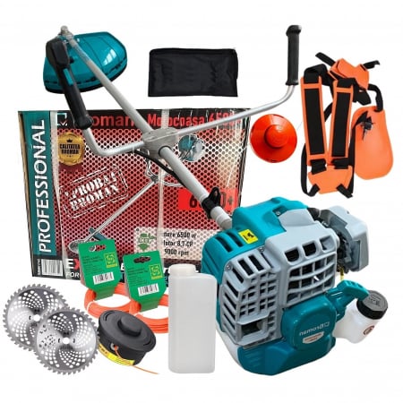 Motocoase, Trimmere si Masini de tuns gazon - Lichidare *Cel mai bun pret* Motocoasa pe benzina Broman Profesional 6500+, 8.7 Cp, 51 CC, 9 acc. incluse