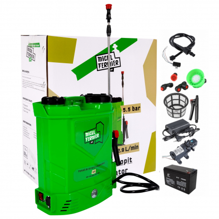 Pompe de stropit cu acumulator - *Cel mai bun pret* Pompa de stropit cu acumulator Micul Fermier 12 L, 12 V, 2.3 MPA, Complet accesorizata