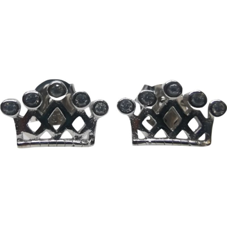 Bijuterii argint - Cercei Argint 925 Coronita cu 5 Pietre, 1.40 g