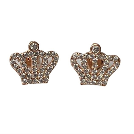 Bijuterii argint - Cercei Argint 925 Coronite, Suflati cu Aur Roz