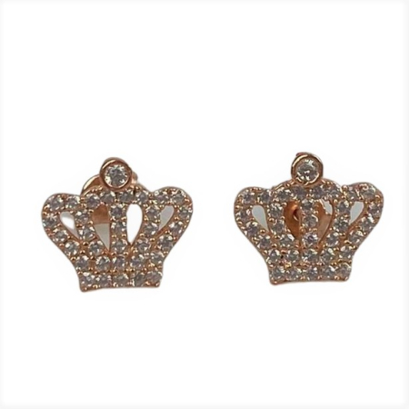 Cercei Argint 925 Coronite, Suflati cu Aur Roz [2]