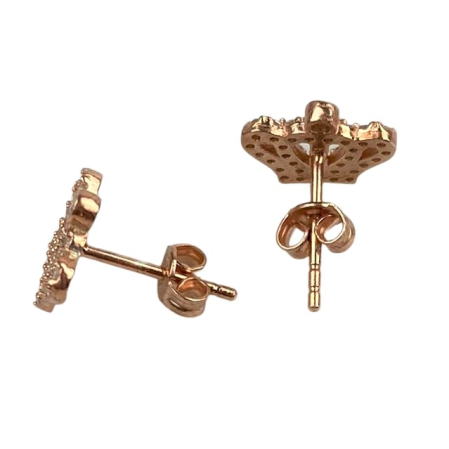 Cercei Argint 925 Coronite, Suflati cu Aur Roz [4]