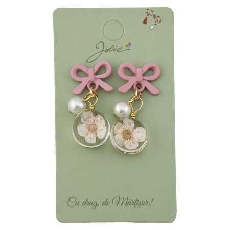 Cercei Dama de Primavara, Jolie, Model Floare in Glob, Eleganti si Moderni, 3 x 1 cm per unitate, Roz [1]
